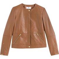 Leather Collarless Jacket