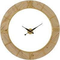 98cm Gold and Natural Wood Wall Clock