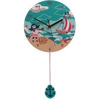 23cm Kids Wooden Pirate Wall Clock