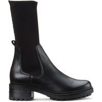 Leather Ribbed Sock Ankle Boots