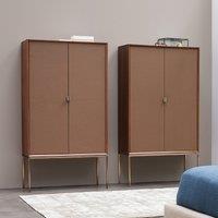 Delina Walnut & Leather Wardrobe