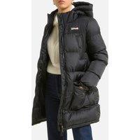Long Hooded Padded Jacket with Zip Fastening