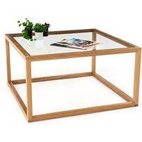 Adonis Square Oak and Glass Coffee Table