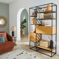 Vaulty Oak & Metal Wire Shelving Unit