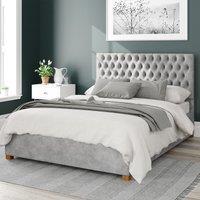 Monroe Linen Storage Ottoman Bed with Chesterfield Upholstered Headboard