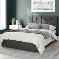 Hepburn Herringbone Twill Storage Ottoman Bed with Vertical Buttoned Upholstered Headboard