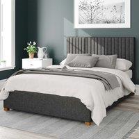 Grant Herringbone Twill Storage Ottoman Bed with Vertical Upholstered Headboard