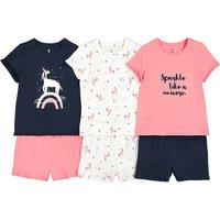 Pack of 3 Short Pyjamas in Cotton with Ruffled Hem, 3-12 Years