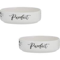 Purrfect Set Of 2 Cat Bowls 13X4cm