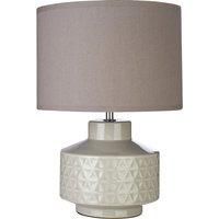 Geometric Embossed Ceramic with Grey Shade Table Lamp