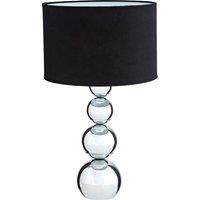 Chrome Base with Clear Orb Detail and Black Shade Table Lamp