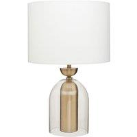 Antique Brass and Glass with White Shade Table Lamp