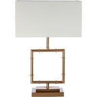 Gold Wire Cutout with White Linen Shade Table Lamp