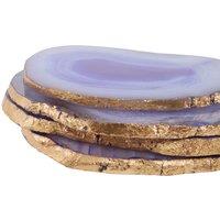 Set of 4 Agate Coasters with Gold Finish