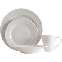 16-Piece White Ribbed Edge Dinner Set