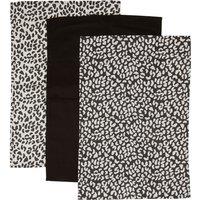 Set of 3 Cotton Tea Towels in All Over Leopard Print
