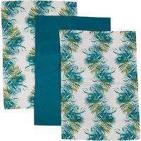 Set of 3 Cotton Tea Towels in Mixed Palm Print