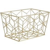 Geometric Wire Storage Basket in Matte Gold Finish