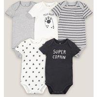 Pack of 5 Bodysuits in Cotton with Short Sleeves