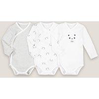 Pack of 3 Bodysuits with Long Sleeves in Organic Cotton