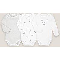 Pack of 3 Bodysuits in Organic Cotton with Long Sleeves
