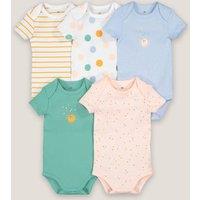 Pack of 5 Bodysuits in Organic Cotton with Short Sleeves