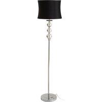 Chrome Stick and Crystal Orb Floor Lamp with Black Bamboo Shade