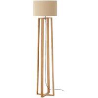 Natural Wood Floor Lamp with Natural Shade