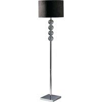 Chrome Floor Lamp with Crystal Orb Detail and Faux Suede Shade