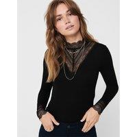 Lace Collar T-Shirt with Long Sleeves