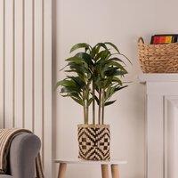 50cm Artificial Bamboo Plant in Black & Natural Woven Pot