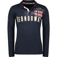 Kason Cotton Pique Polo Shirt with Logo Print and Long Sleeves