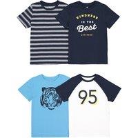 Pack of 4 T-Shirts in Cotton with Short Sleeves, 3-12 Years