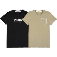 Pack of 2 Cotton T-Shirts with Slogan Print, 10-18 Years