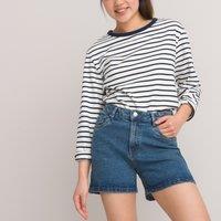 Striped Organic Cotton T-Shirt with Long Sleeves, 10-18 Years