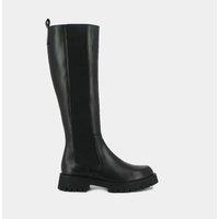 Rebel Leather Elasticated Knee-High Boots
