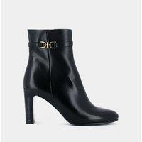 Defae Leather Ankle Boots with Heel