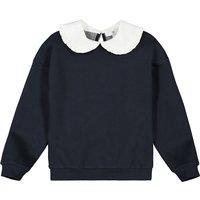 Cotton Mix Sweatshirt with Ruffled Peter Pan Collar, 3-14 Years
