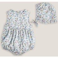 Cotton Romper/Bonnet Outfit