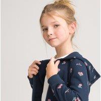 Floral Print Zip-Up Hoodie in Cotton Mix, 3-14 Years