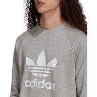 Cotton Sweatshirt with Small Trefoil Logo Print and Crew Neck