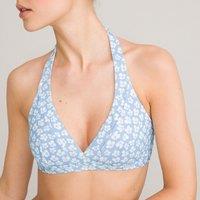 Pique Triangle Bikini Top in Floral Print