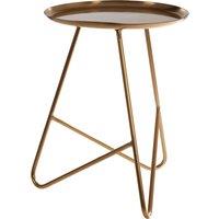 Contemporary Brass Finish Side Table with Hairpin Leg