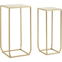 Set of 2 Mirrored Top Side Tables in Champagne Finish