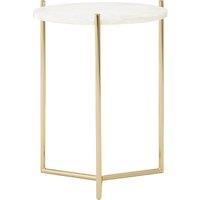 Round Side Table in White Marble with Gold Finish Frame