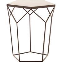 Pentagonal Side Table with Marble Top and Matte Black Iron Legs