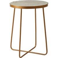 Shalimar Round Side Table, White Marble, Gold Finish Metal