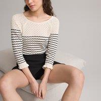 Breton Striped Pointelle Jumper in Cotton Mix, Made in Europe