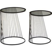 Set of 2 Side Tables with Grey Glass Tops