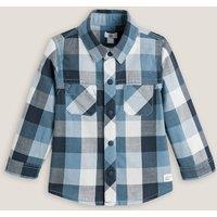 Checked Print Cotton Shirt with Long Sleeves